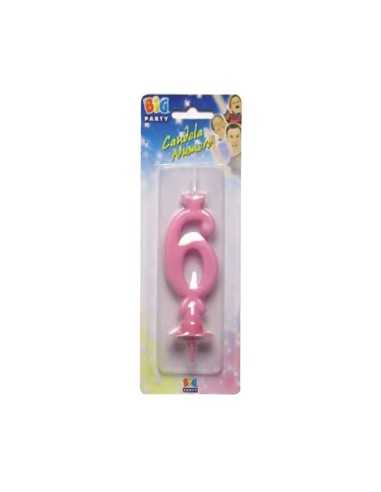 Big number candle pink 6 2300112565014 New Bama Party | Futurartshop.com