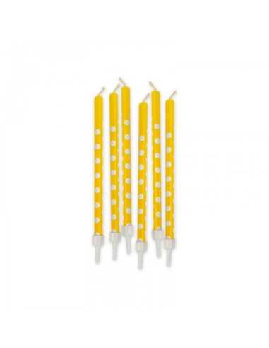candele 6 matite pois giallo NBP73226 New Bama Party | Futurartshop.com