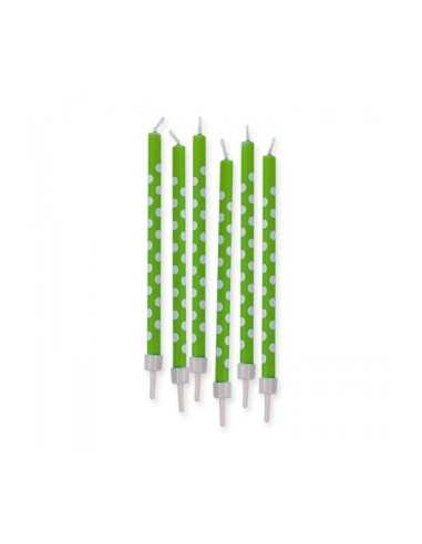 Green polka dot pencils 6 candles NBP73126 New Bama Party | Futurartshop.com