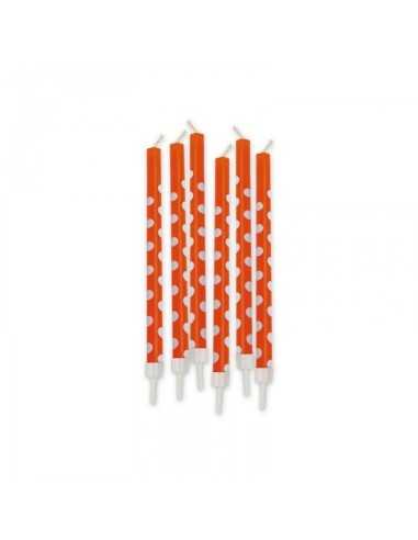 Orange polka dot pencils 6 candles NBP73227 New Bama Party | Futurartshop.com