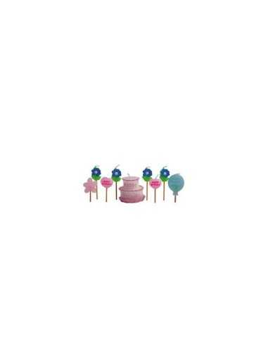 candele pick decorazioni baby girl 6 pezzi NBP71037 New Bama Party | Futurartshop.com