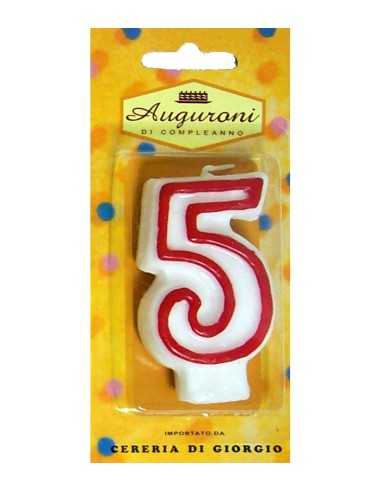 Candela numero 5 bianca e rossa 150930  | Futurartshop.com