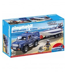 Bateau de police Playmobil et Jeep 5187 Playmobil- Futurartshop.com
