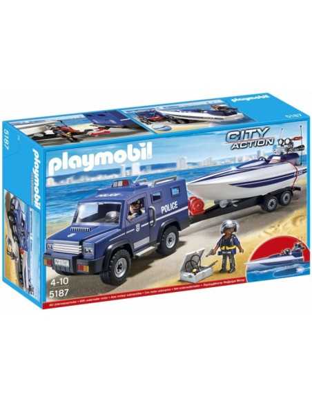 Playmobil police speedboat and Jeep PLA5187 Playmobil | Futurartshop.com