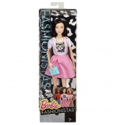 Amigos amantes de la moda de Barbie vestido con la falda rosa con tirantes BCN36/CLN66 Mattel- Futurartshop.com