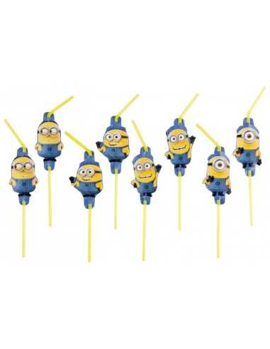 blister 8 minions straws with figures GIO13487 New Bama Party | Futurartshop.com