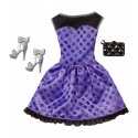 glamorous barbie lilac polka dot short dress with accessories CFX92/DMF53 Mattel- Futurartshop.com