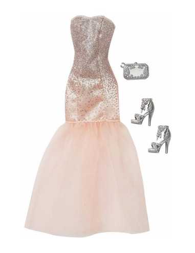 look glamour barbie vestito lungo rosa e argento con accessori MATCFX92/DMF51 Mattel | Futurartshop.com