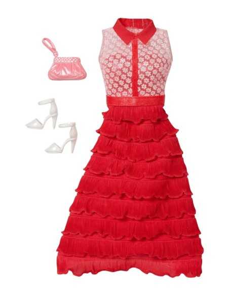 glamorous barbie red long dress with accessories MATCFX92/DHC59 Mattel | Futurartshop.com