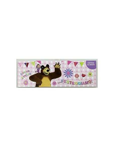 masha e orso inviti alle feste rosa 2 modelli ACC160086 Accademia | Futurartshop.com