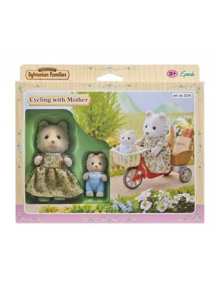mother dog with puppy and bicycle sylvanian families BOR2236.SYL Epoch | Futurartshop.com