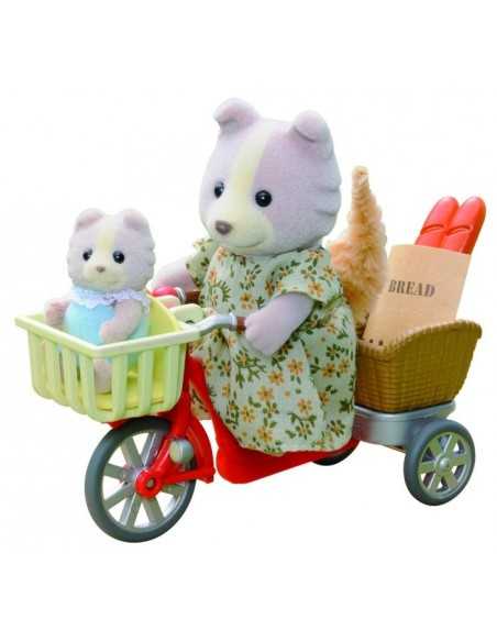 mother dog with puppy and bicycle sylvanian families BOR2236.SYL Epoch | Futurartshop.com
