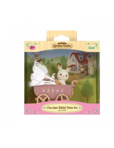 sylvanian families chocolate rabbit twins with stroller BOR2206.SYL Epoch | Futurartshop.com