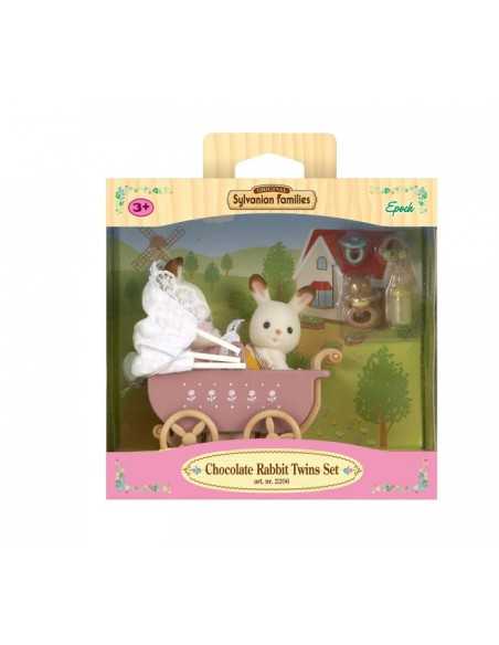 gemelli coniglio cioccolato con carrozzina sylvanian families BOR2206.SYL Epoch | Futurartshop.com