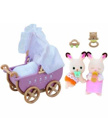 gemelli coniglio cioccolato con carrozzina sylvanian families BOR2206.SYL Epoch | Futurartshop.com