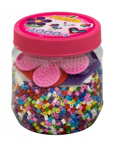 Jar with colorful beads and 4000 3 hama bases BOR2051.AMA Hama | Futurartshop.com