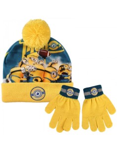 minions winter hat and mittens set CER2200001763 Cerdà | Futurartshop.com