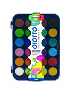 Giotto acquerelli in 24 colori, pastigle da 30mm, con pennello  54987 Giotto | Futurartshop.com