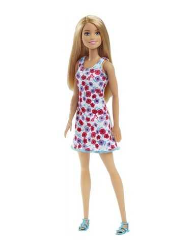 Barbie trendy con abito bianco con fiori rossi e viola MATT7439/DVX86 Mattel | Futurartshop.com
