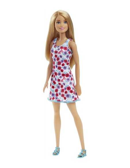 Trendy Barbie with white dress with red and purple flowers MATT7439/DVX86 Mattel | Futurartshop.com
