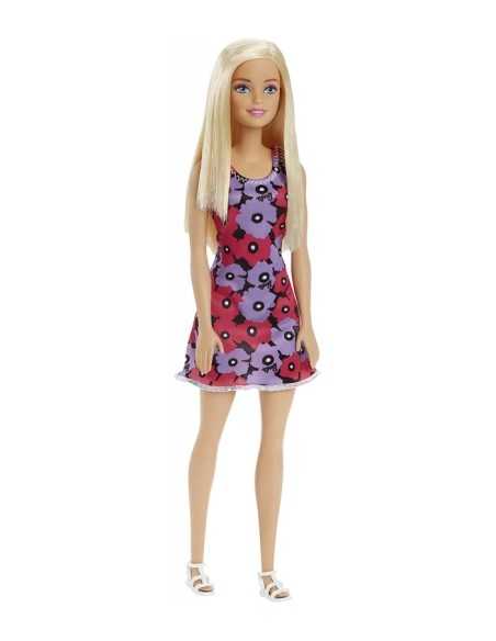 Trendy Barbie with dress in pink and purple flowers MATT7439/DVX89 Mattel | Futurartshop.com