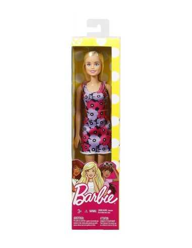 Trendy Barbie with dress in pink and purple flowers MATT7439/DVX89 Mattel | Futurartshop.com