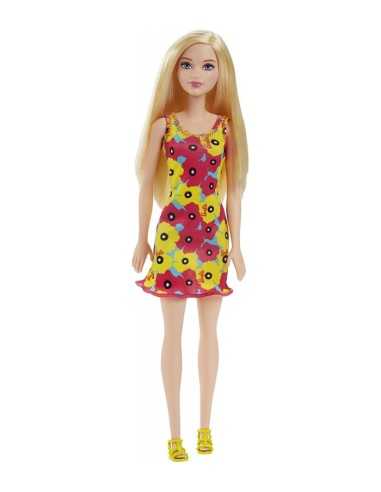 Trendy Barbie with dress with red and yellow flowers MATT7439/DVX87 Mattel | Futurartshop.com