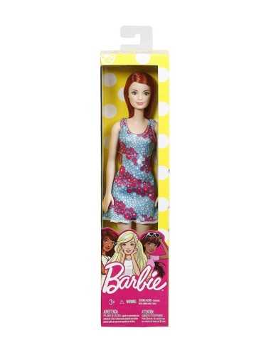 Barbie trendy con abito azzurro con fiori rossi MATT7439/DVX91 Mattel | Futurartshop.com