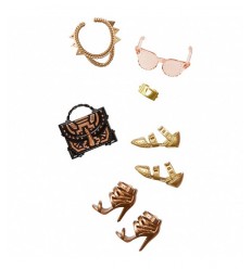 Barbie's fashion accessories-shoes/bags/jewellery/gold and bronze CFX30/DHC56 Mattel- Futurartshop.com