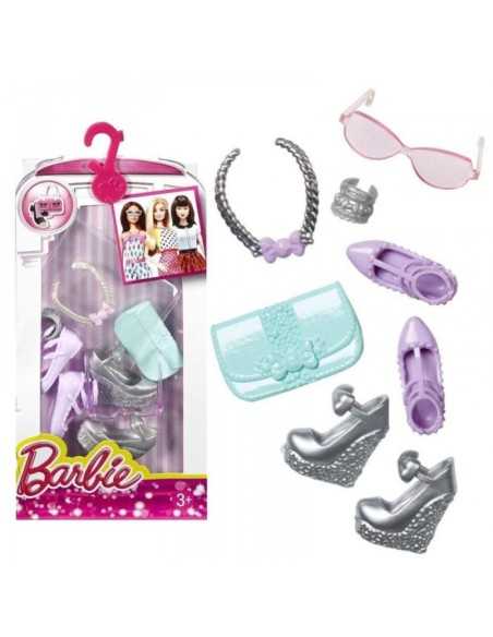 Barbie Accessories-Shoes/bags/jewellery/pink and silver MATCFX30/DMF50 Mattel | Futurartshop.com