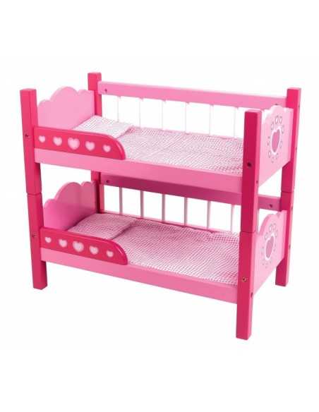 Letto a castello in legno per bambole BOR8612.PET  | Futurartshop.com