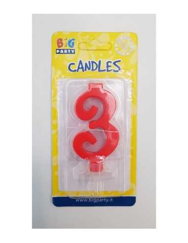 Red candle number 3 BIM0006426 New Bama Party | Futurartshop.com