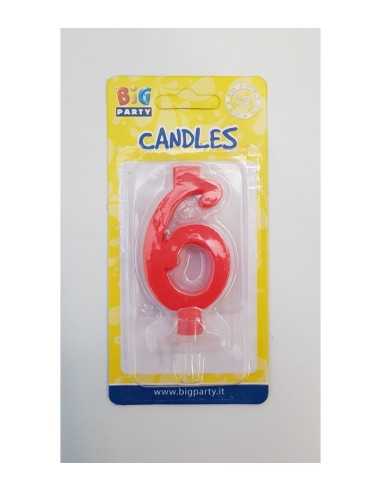 Red candle number 6 BIM0006429 New Bama Party | Futurartshop.com