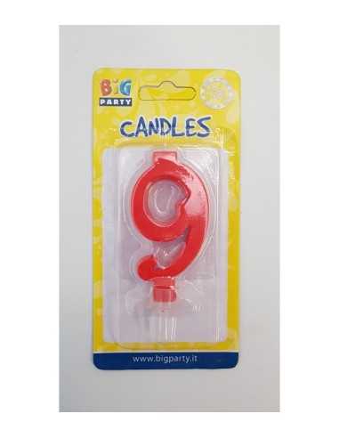 Red candle number 9 BIM0006432 New Bama Party | Futurartshop.com