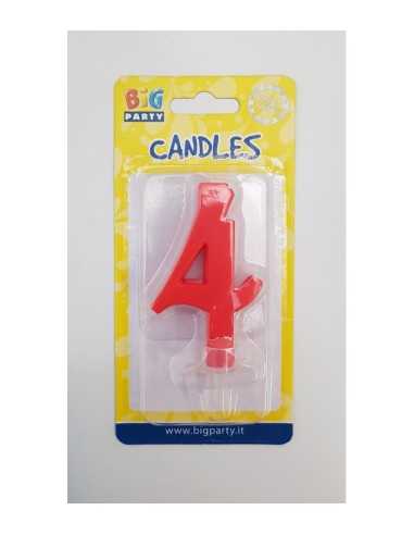 Red candle number 4 BIM0006427 New Bama Party | Futurartshop.com