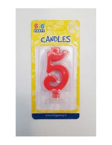 Candela rossa numero 5 BIM0006430 New Bama Party | Futurartshop.com