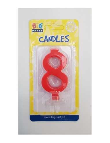Red candle number 8 BIM0006425 New Bama Party | Futurartshop.com