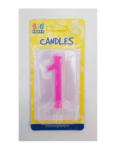 Candle fuchsia number 1 BIM0006442 New Bama Party | Futurartshop.com