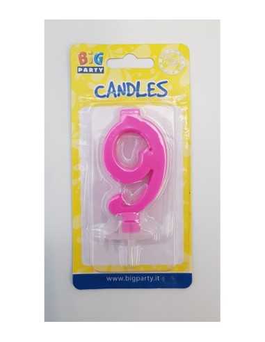 Candle fuchsia number 9 BIM0006436 New Bama Party | Futurartshop.com