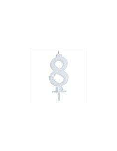 White candle number 8 BIM0006447 New Bama Party | Futurartshop.com