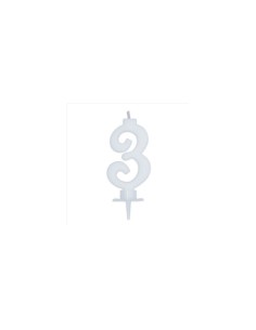 White candle number 3 BIM0006452 New Bama Party | Futurartshop.com