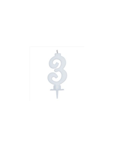 White candle number 3 BIM0006452 New Bama Party | Futurartshop.com
