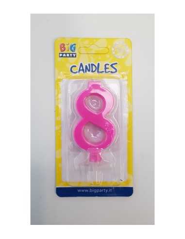 Candle-pink number 8 BIM0006440 New Bama Party | Futurartshop.com