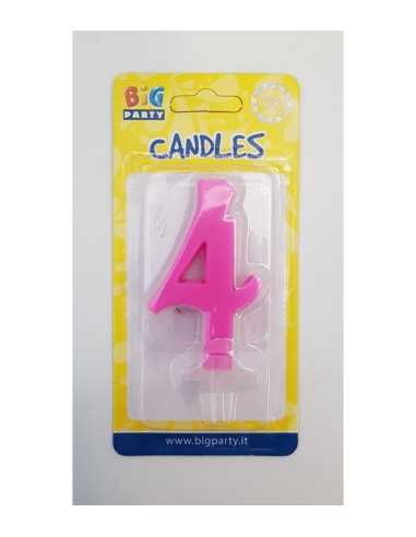 Candle fuchsia number 4 BIM0006435 New Bama Party | Futurartshop.com