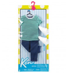 Abiti ken fashion maglia bianca con strisce verdi jeans e scarpe bianche CFY02/DWG75 Mattel-Futurartshop.com