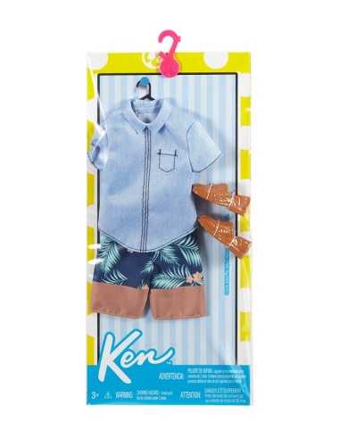 Abiti ken fashion camicia pantaloncino a fiori e scarpe marroni MATCFY02/DWG76 Mattel | Futurartshop.com
