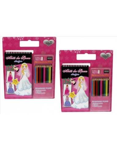 Sketchbook principessa design con 12 pastelli 03341 MAZ0000867 Mazzeo | Futurartshop.com