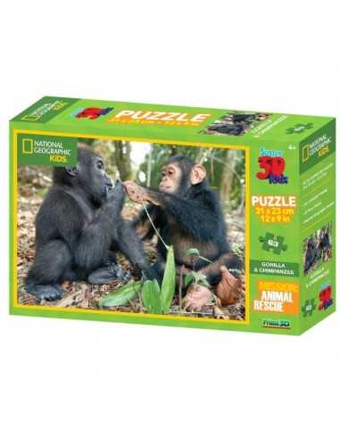 Puzzle national geographic chimpanzee e gorilla 63 pezzi BOR10524.P3D. Epoch | Futurartshop.com