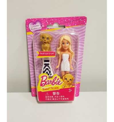 Barbie mini-lalka blondynka z sukienka biały czarny szczeniak DVT52/DVT62 Mattel- Futurartshop.com