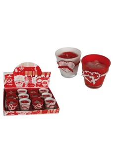 Red candles and white jar glass with heart, 2 colors OTB100773 Out of The Blue | Futurartshop.com